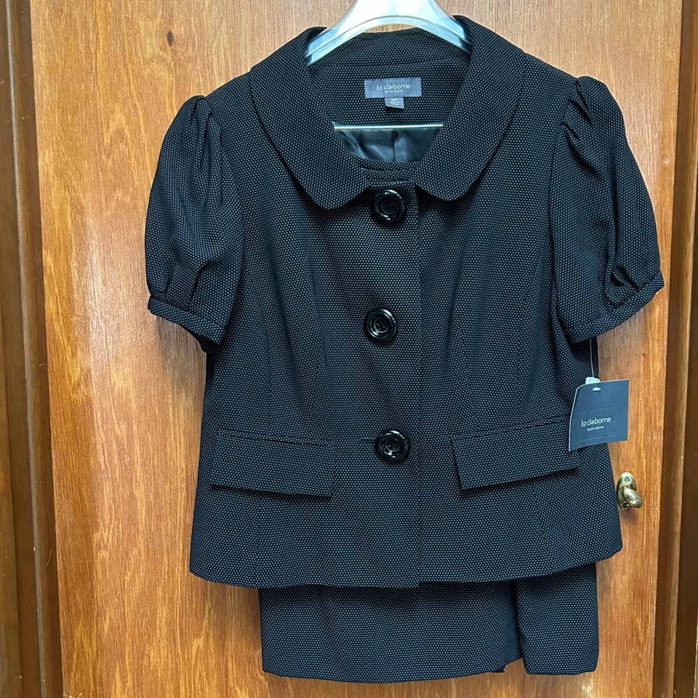Liz Claiborne Black Textured Midi Dress with Jacket